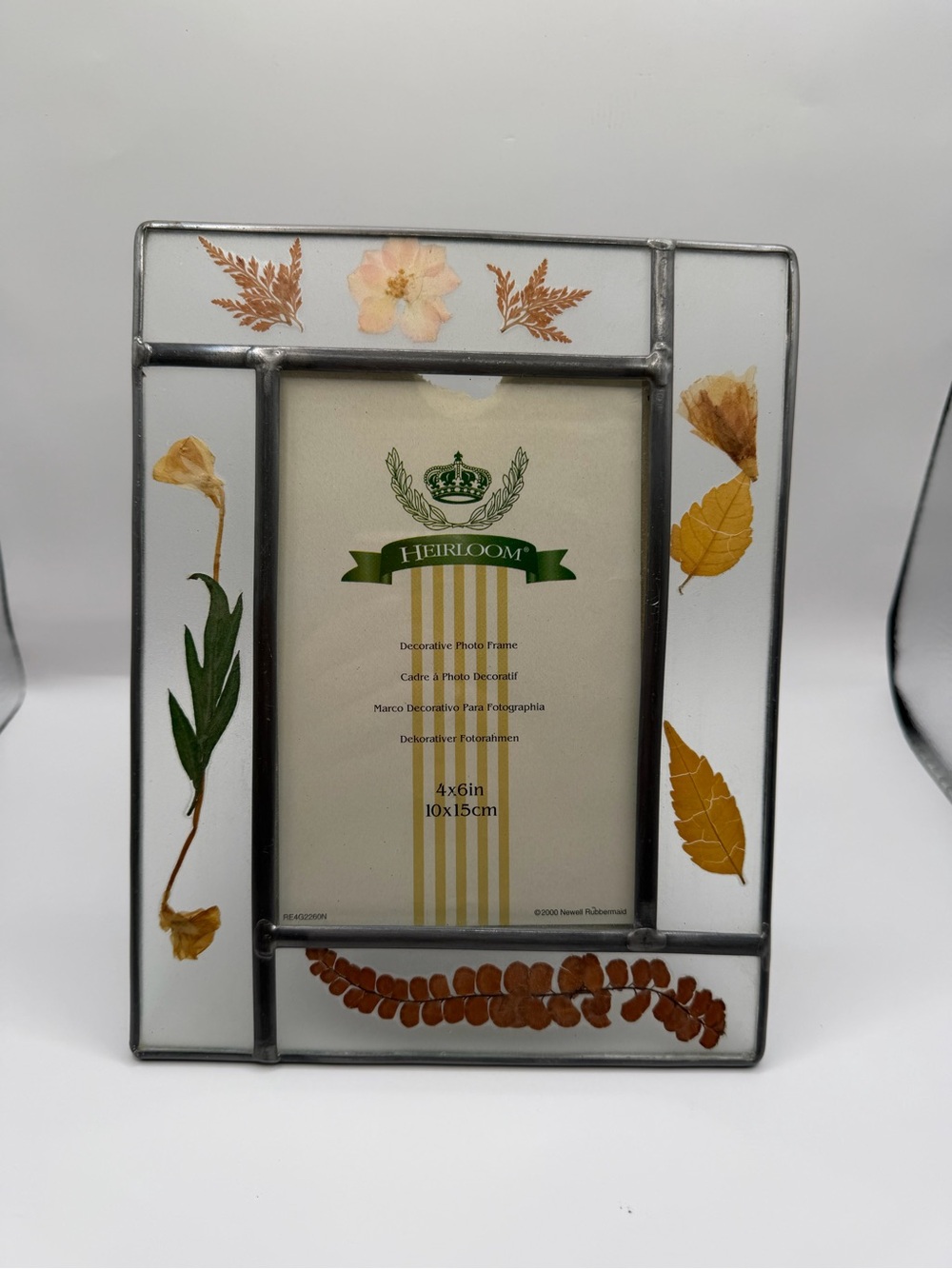 Heirloom Pressed Flower Glass Photo Frame 4x6 Botanical Cottage Decor